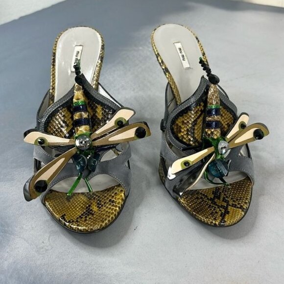 MiuMiu AW 2008 DragonflySlide Mules Heels - Picture 1 of 12